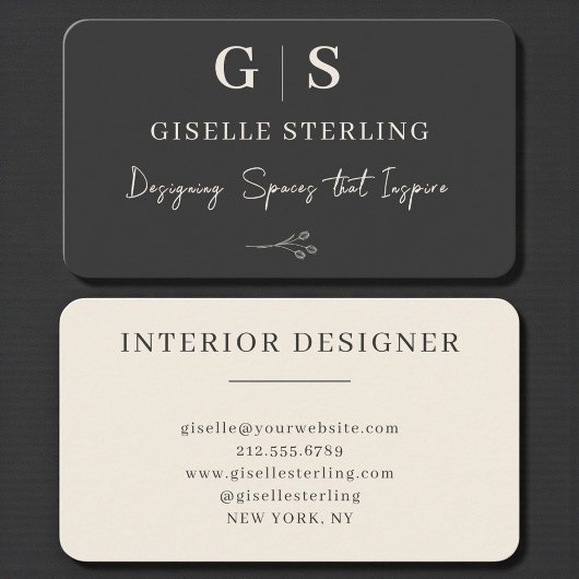 Interior Designer Black Professional 名刺