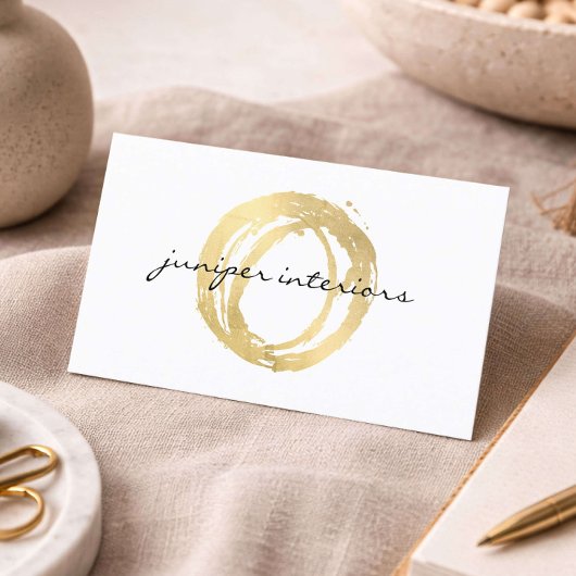 Interior Designer Business Card Luxe Gold Logo 名刺