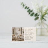 Interior Designer Freelance | ニュートラルベージュ 名刺 (スタンド正面)