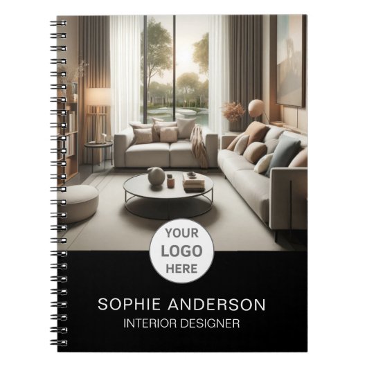 Interior Designer Logo Photo Black ノートブック (正面)