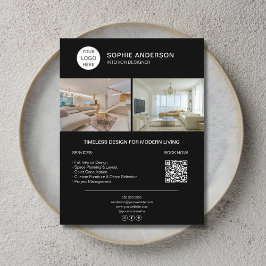 Interior Designer Logo Photo QR Black Business チラシ