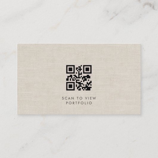 Interior Designer Luxury Neutral Linen QR Code 名刺 (裏面)