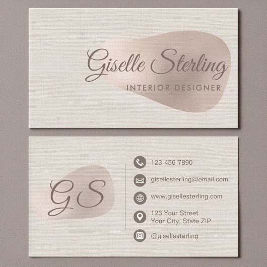 Interior Designer Neutral Beige Linen Abstract 名刺