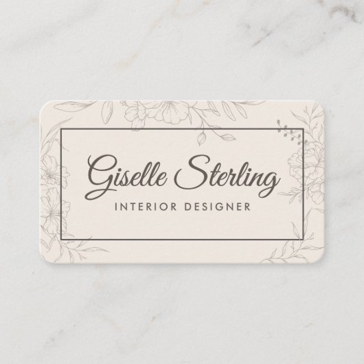 Interior Designer Neutral Floral 名刺 (正面)