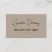 Interior Designer Neutral Taupe Script QR Code 名刺 (正面)