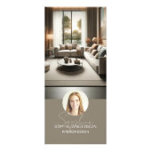 Interior Designer Script Name Photo QR Taupe ラックカード (正面)