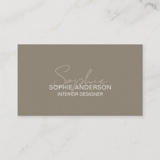 Interior Designer Script Name Photo QR Taupe 名刺 (正面)