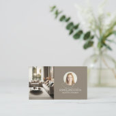 Interior Designer Script Name Photo QR Taupe 名刺 (スタンド正面)