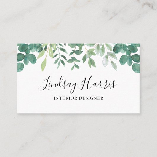 Interior Designer Watercolor Eucalyptus 名刺 (正面)