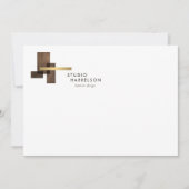 Interior Designer Wood Gold Logo Flat Notecard ノートカード (正面)