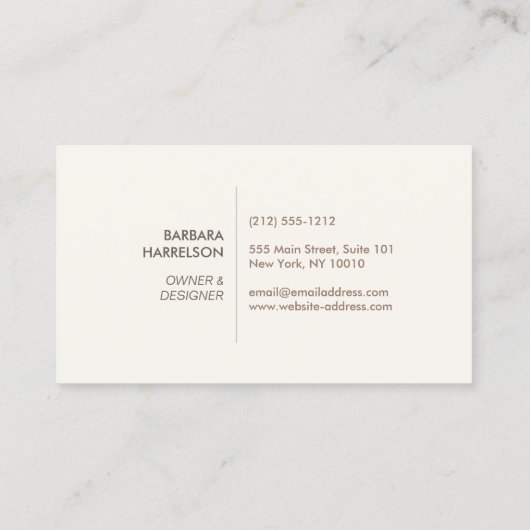 Interior Designer Wood Gold Logo Ivory 名刺 (裏面)