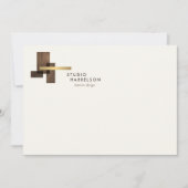 Interior Designer Wood Gold Logo Ivory Notecard ノートカード (正面)