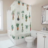 interior home plants seamless hand drawn pattern シャワーカーテン (インサイチュ)