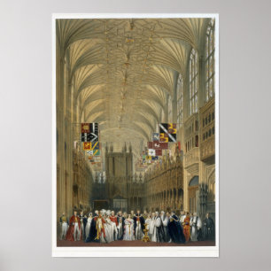 Interior of St George's Chapel, 1838 (colour litho ポスター