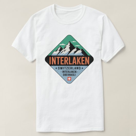 Interlaken Switzerland Mountain Badge Tee Tシャツ (デザイン正面)