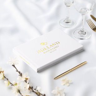 Interlocked Golden Hearts Romantic Wedding ゲストブック