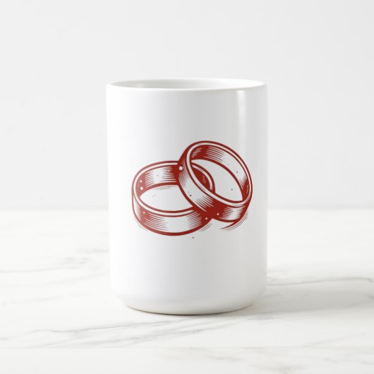 Interlocked Wedding Bands マグカップ - 赤と金のカップル (中央)