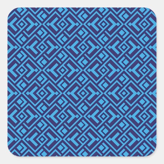 Interlocking Diamonds: Dark Blue Geometric Pattern スクエアシール (正面)