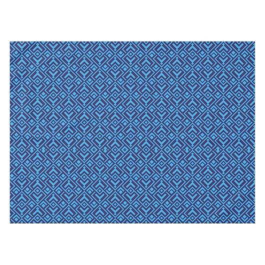 Interlocking Diamonds: Dark Blue Geometric Pattern テーブルクロス (正面(横))