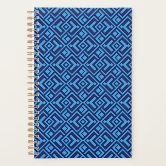Interlocking Diamonds: Dark Blue Geometric Pattern プランナー手帳 (正面)