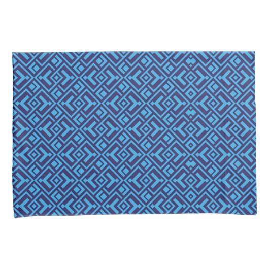 Interlocking Diamonds: Dark Blue Geometric Pattern 枕カバー (正面右)