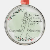 Interlocking Hands First Christmas Engaged メタルオーナメント (正面)