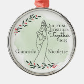 Interlocking Hands First Christmas Together メタルオーナメント (正面)