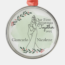 Interlocking Hands First Christmas Together メタルオーナメント