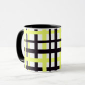 Interlocking Stripes Black White Yellow マグカップ (正面左)