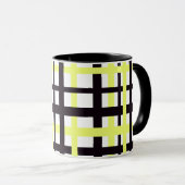 Interlocking Stripes Black White Yellow マグカップ (正面右)