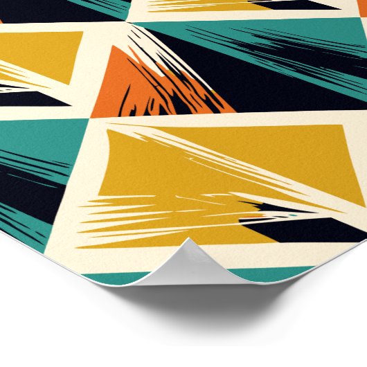 Interlocking Triangles with Brush Stroke Accents ポスター (角)