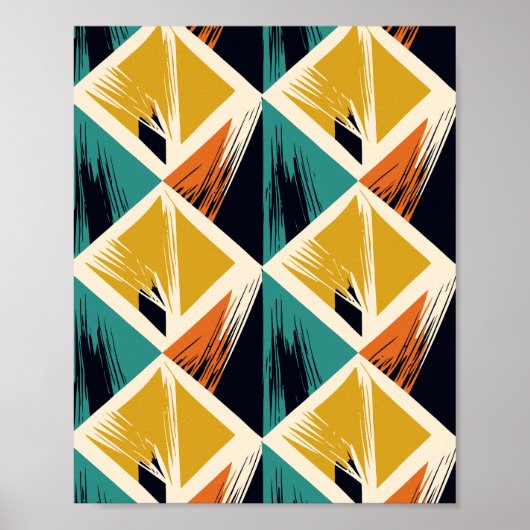 Interlocking Triangles with Brush Stroke Accents ポスター (正面)