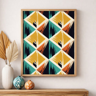 Interlocking Triangles with Brush Stroke Accents ポスター