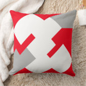 Interlocking White Squares on a Red Background クッション (ブランケット)