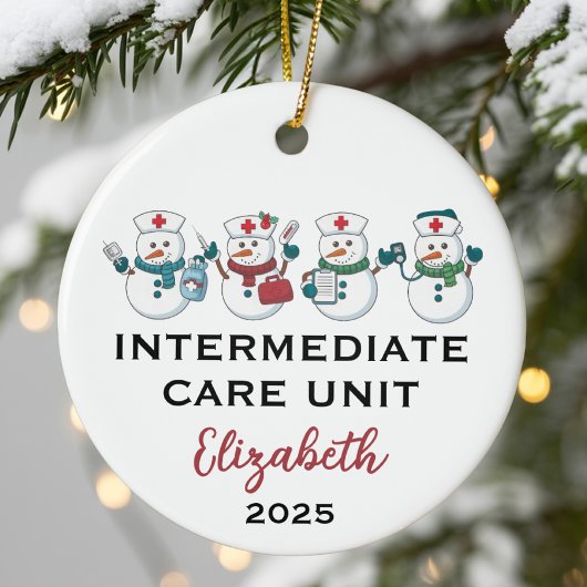 Intermediate Care Unit Cute Snowflake Nurse  セラミックオーナメント
