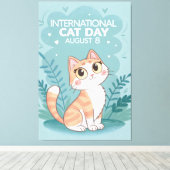 International Cat Day Cute Whimsical Cat Art キャンバスプリント (インサイチュ (ウッドフロア))