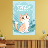International Cat Day Cute Whimsical Cat Art キャンバスプリント (インサイチュ (リビング))