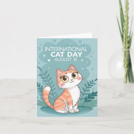 International Cat Day Cute Whimsical Cat Art シーズンカード