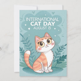 International Cat Day Cute Whimsical Cat Art シーズンカード
