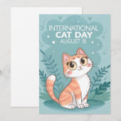 International Cat Day Cute Whimsical Cat Art シーズンカード (正面/裏面)