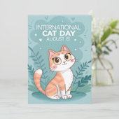 International Cat Day Cute Whimsical Cat Art シーズンカード (スタンド正面)