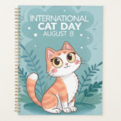 International Cat Day Cute Whimsical Cat Art プランナー手帳 (正面)