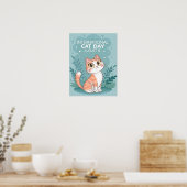 International Cat Day Cute Whimsical Cat Art ポスター (キッチン)