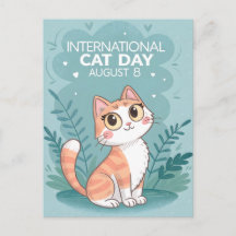International Cat Day Cute Whimsical Cat Art
