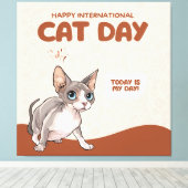 International Cat Day Sphynx Celebration Art キャンバスプリント (インサイチュ (ウッドフロア))