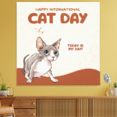 International Cat Day Sphynx Celebration Art キャンバスプリント (インサイチュ (リビング))