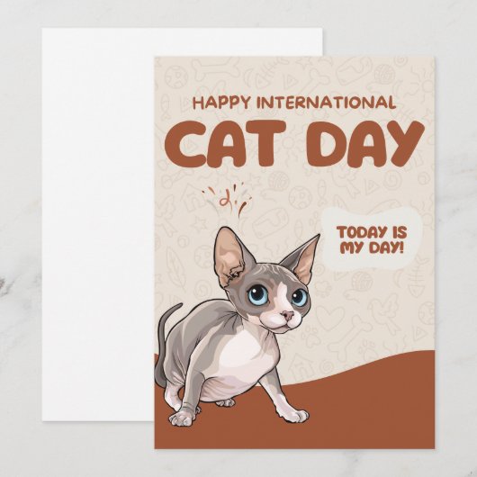 International Cat Day Sphynx Celebration Art シーズンカード (正面/裏面)
