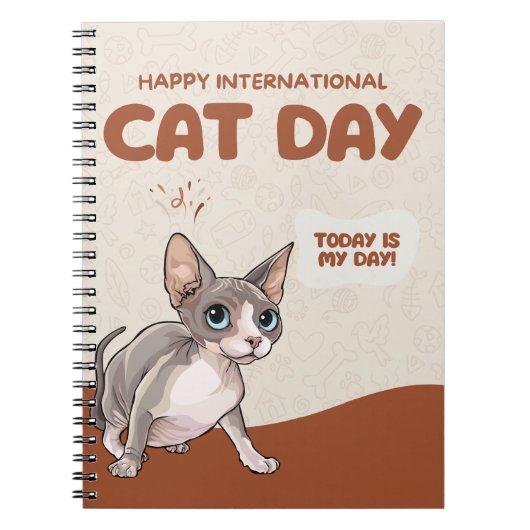 International Cat Day Sphynx Celebration Art ノートブック (正面)