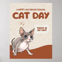 International Cat Day Sphynx Celebration Art ポスター