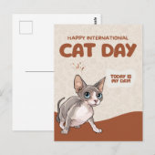 International Cat Day Sphynx Celebration Art ポストカード (正面/裏面)
